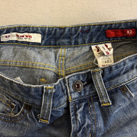 X2 Jeans Womens 6 Lowrise Bootcut Blue Quality Denim Slim W10 Short Y2K Pants - Picture 5 of 10